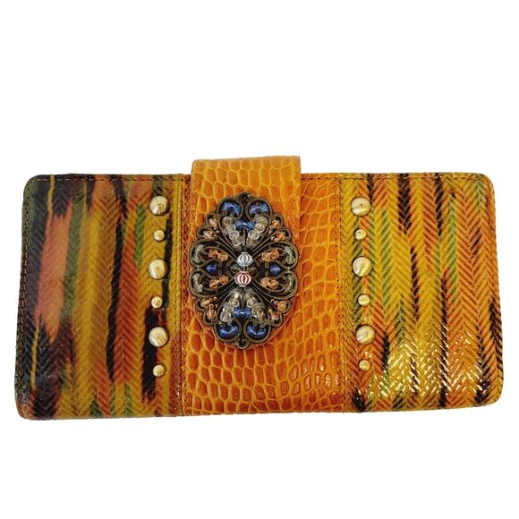 Handbags - Boho Embossed Leather And Snakeskin Embellished With Beads Women Wallet